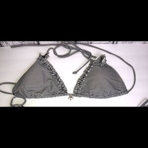 Aldo black and white stripes bikini top Large